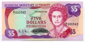Bermuda 5 Dollars 1989  ... 