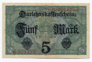 Germany - Empire 5 Mark 1917  - P# 56a; UNC
