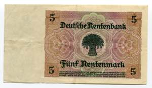 Germany - Weimar Republic 5 Rentenmark 1926  ... 