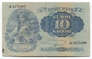Estonia 10 Krooni 1937 ... 