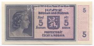 Bohemia & Moravia 5 Korun 1940 Specimen - P# ... 
