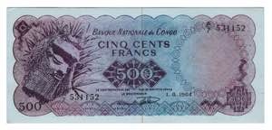 Congo 500 Francs 1964 ... 