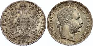 Austria 1 Florin 1877  - KM# 2222; Franz ... 