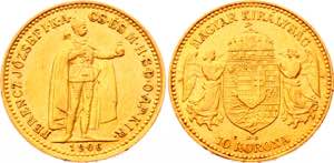 Hungary 10 Korona 1906 KB - KM# 485; Gold ... 