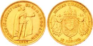 Hungary 10 Korona 1907 KB - KM# 485; Gold ... 