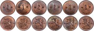 Finland Lot of 6 Coins - 1 Penni 1919-1924; ... 