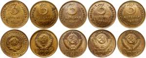 Russia - USSR Lot of 5 Coins - 3 Kopeks; ... 