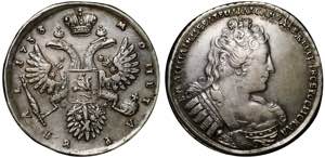 Russia 1 Rouble 1733 - Bit# 67; Silver ... 