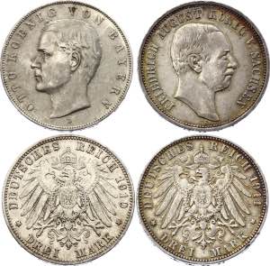 Germany - Empire 2 x 3 Mark 1910 D & 1911 E ... 
