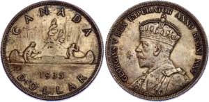Canada 1 Dollar 1935 - KM# 30; Silver; 25th ... 