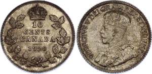 Canada 10 Cents 1920 - KM# 23a; Silver; ... 