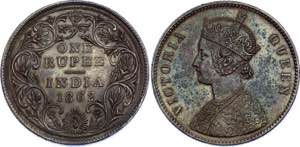 British India 1 Rupee 1862 - KM# 473; ... 