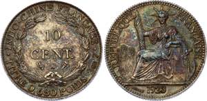 French Indochina 10 Centimes 1923 - KM# ... 