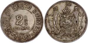 British North Borneo 2-1/2 1903 H - KM# 4; ... 