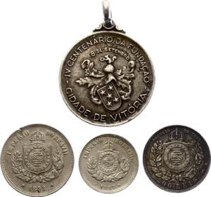 Brazil Lot of 3 Coins & Medal 1873 - 1951 - ... 