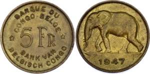 Congo 5 Francs 1947 - KM# 29; Leopold III