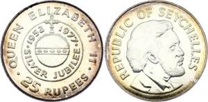 Seychelles 25 Rupees 1977 - KM# 38; Silver, ... 