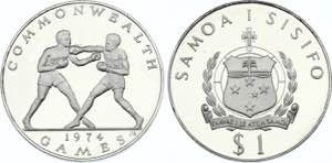 Samoa 1 Dollar 1974 - KM# 18a; Silver, ... 