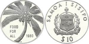Samoa 10 Tala 1980 - KM# 39; Silver, Proof; ... 