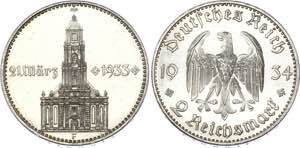 Germany - Third Reich 2 Reichsmark 1934 F - ... 