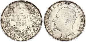 Bulgaria 1 Lev 1891 - KM# 13; Silver; ... 