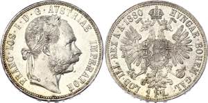 Austria 1 Florin 1880 - KM# 2222; Silver; ... 