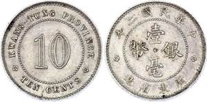 China Kwangtung 10 Cents 1913 (2) - Y# 422; ... 