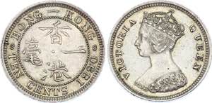 Hong Kong 10 Cents 1890 - KM# 6.3 (five ... 