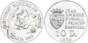Andorra 10 Diners 1989 - KM# 53; Silver, ... 