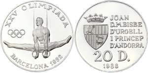 Andorra 20 Diners 1988 - KM# 48; Silver ... 