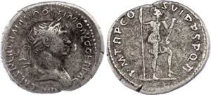 Roman Empire Denarius 114 - 117 AD - Silver, ... 