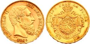 Belgium 20 Francs 1870 - KM# 32; Gold (.900) ... 