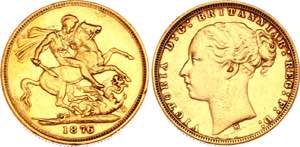 Australia Sovereign 1876 M - KM# 7; Gold ... 