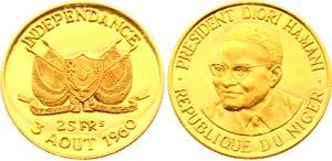 Niger 25 Francs 1960 (ND) - KM# 2; Gold ... 