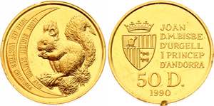 Andorra 50 Diners 1990 - KM# 64; Gold (.999) ... 