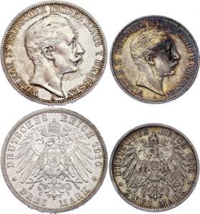 Germany - Empire Prussia 2 & 3 Mark 1902 - ... 