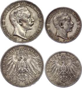 Germany - Empire Prussia 2 & 3 Mark 1907 - ... 