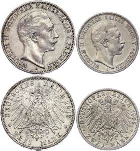 Germany - Empire Prussia 2 & 3 Mark 1905 - ... 