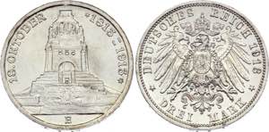 Germany - Empire Saxony 3 Mark 1913 E - KM# ... 