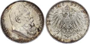 Germany - Empire Bavaria 3 Mark 1911 D - KM# ... 