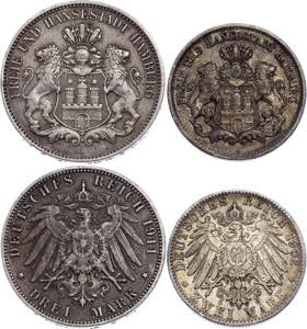 Germany - Empire Hamburg 2 & 3 Mark 1902 - ... 