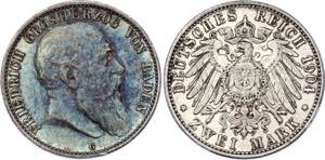 Germany - Empire Baden 2 Mark 1904 G - KM# ... 