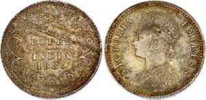 British India 1/4 Rupee 1883 C Rare - KM# ... 