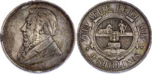 South Africa 2 Shillings 1895 - KM# 6; ... 