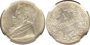 South Africa 1 Shilling 1897 NGC AU 55 - KM# ... 