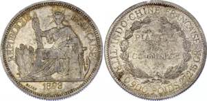 Indochina 1 Piastre 1893 A - KM# 5; Silver; ... 
