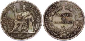 Indochina 1 Piastre 1894 A - KM# 5; Silver; ... 