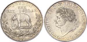 Ceylon 1 Rixdollar 1821 - KM# 84; Silver; ... 