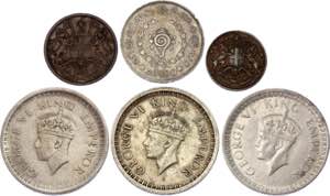 British India Lot of 6 Coins 1835 - 1944 - ... 