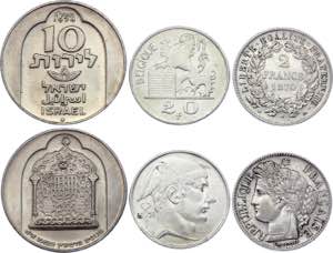 World Lot of 3 Coins 1870 - 1974 - Silver; ... 